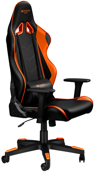 Ігрове крісло Canyon Deimos, Black/Orange, еко-шкіра, обертання на 360°, 3D-підлокітники (CND-SGCH4) 6112440 фото