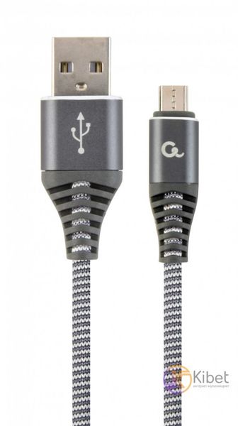 Кабель USB - micro USB 1 м Cablexpert Grey, 2.1А, преміум (CC-USB2B-AMmBM-1M-WB2) 5330280 фото