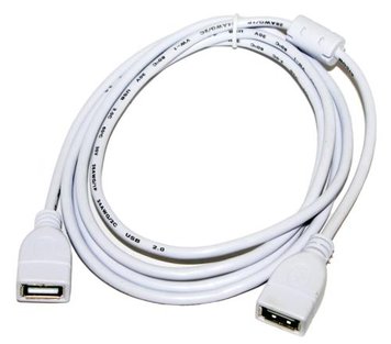 Кабель USB 2.0 - 1.8м AF/AF Atcom ферит фільтр білий 4040430 фото