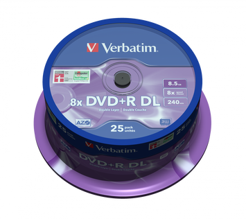 Диск DVD+R 25 Verbatim, 8.5Gb (Double Layer), 8x, Cake Box (43757) 3563880 фото