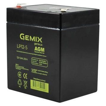 Аккумуляторная батарея Gemix, 12V, 5 Ач, AGM, T2 (LP12-5.0) 6667710 фото
