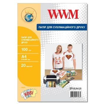 Фотопапір WWM, сублімаційний, A4, 100 г/м&sup2;, 20 арк (SP100.A4.20) 6923400 фото
