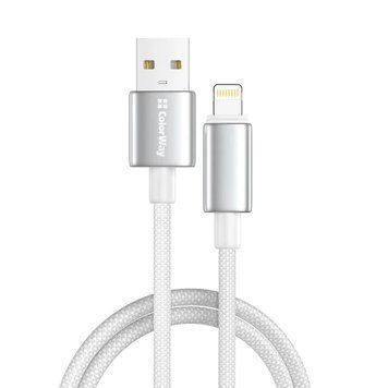 Кабель USB AM - Lightning, 1 м, White, ColorWay, 3A, Zinc Alloy (CW-CBUL098-WT) 9841680 фото