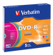 Диск DVD-R Slim Verbatim, 4.7Gb, 16x, Colour, 5 шт, Slim Case (43557) 6041520 фото 1
