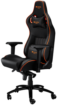 Ігрове крісло Canyon Corax, Black/Orange, еко-шкіра, обертання на 360°, 4D-підлокітники (CND-SGCH5) 6112470 фото