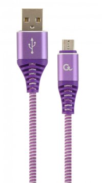 Кабель USB - micro USB 1 м Cablexpert Purple, 2.1А, преміум (CC-USB2B-AMmBM-1M-PW) 5328960 фото