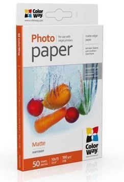 Фотобумага ColorWay, матовая, A6 (10x15), 190 г/м&sup2;, 50 л (PM1900504R) 1059510 фото