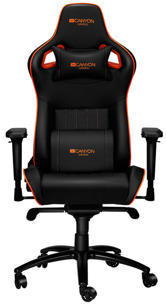 Игровое кресло Canyon Corax, Black/Orange, эко-кожа, вращение на 360°, 4D-подлокотники (CND-SGCH5) 6112470 фото