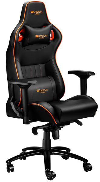 Ігрове крісло Canyon Corax, Black/Orange, еко-шкіра, обертання на 360°, 4D-підлокітники (CND-SGCH5) 6112470 фото