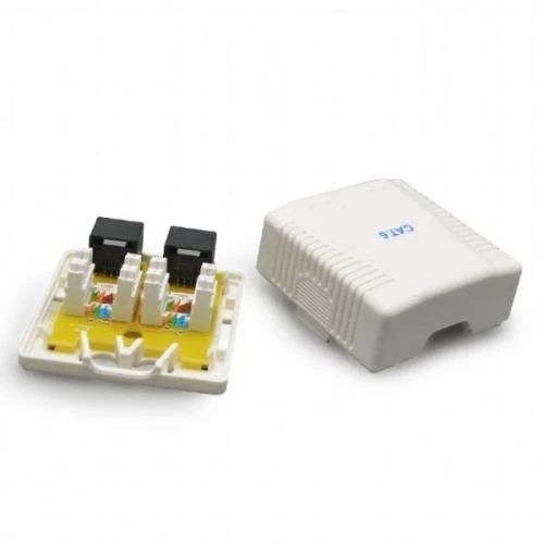Розетка RJ45 (мережева), 2-портова FTP, біла, 6E категорія, Cablexpert (NCAC-2F6-01) 6706200 фото