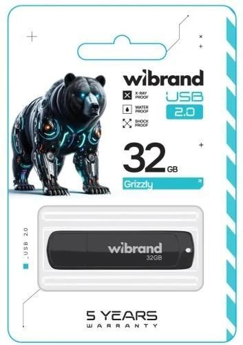 Флеш накопичувач USB 32Gb Wibrand Grizzly, Black, USB 2.0 (WI2.0/GR32P3B) 8602380 фото