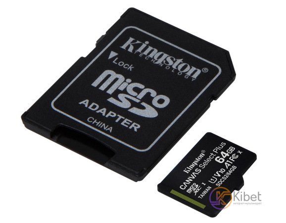 Карта пам'яті microSDXC, 64Gb, Class10 UHS-1 А1, Kingston Canvas Select Plus R-100MB/s, SD адаптер (SDCS2/64GB) 5511210 фото