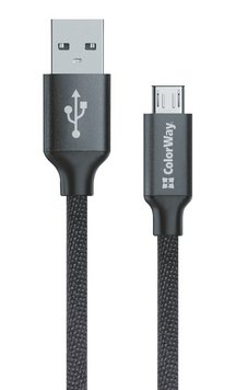Кабель USB - micro USB 1 м ColorWay Black, 2.1A (CW-CBUM002-BK) 5012610 фото