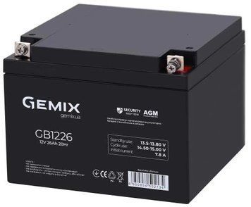 Аккумуляторная батарея Gemix, 12V, 24 Ач, AGM, T4 (GB1226) 7672680 фото