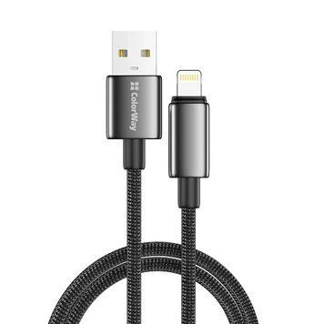 Кабель USB AM - Lightning, 2 м, Black, ColorWay, 3A, Zinc Alloy (CW-CBUL099-BK) 9841770 фото