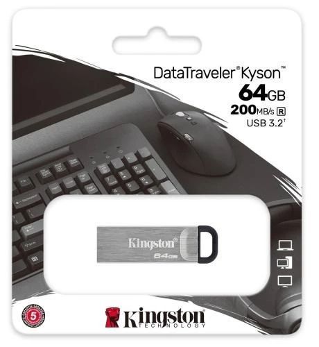 Флеш накопитель USB 64Gb Kingston DataTraveler Kyson, Silver, USB 3.2 Gen 1 (DTKN/64GB) 6382290 фото