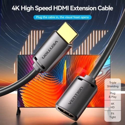 Кабель HDMI (M) - HDMI (F), 5 м, Black, Vention, V2.0 (AHCBJ) 9206760 фото