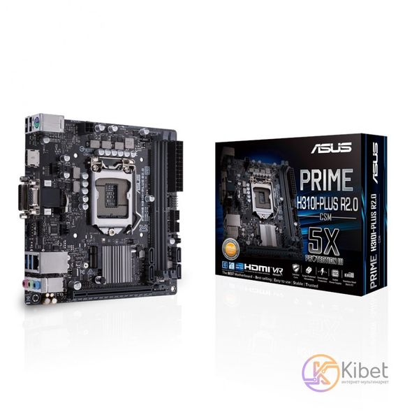 Материнская плата 1151 (H310) Asus PRIME H310I-PLUS R2.0 CSM, H310, 2xDDR4, Int. 5516970 фото