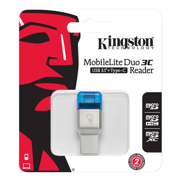 Картридер внешний Kingston MobileLite Duo 3C, Silver, USB 3.0, для microSD (FCR-ML3C) 5446380 фото