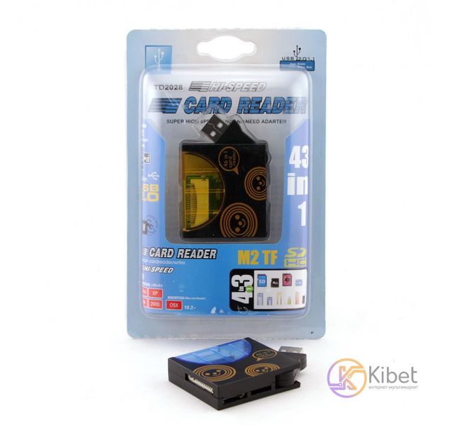 Card Reader зовнішній AtCom TD2028, Black/Blue, 46 in 1, M2/microSD/Pro Duo/SDHC 2597520 фото