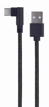 Кабель Type-C - Type-C, 20 см, Black, Cablexpert, 2.1A, кутовий роз'єм (CC-USB2-CMCML-0.2M) 9012480 фото