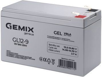 Батарея для ДБЖ 12В 9Ач Gemix GL12-9.0 94х65х151 мм 7672710 фото