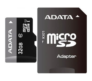 Карта памяти microSDHC, 32Gb, ADATA, SD адаптер (AUSDH32GUICL10-RA1) 4894830 фото