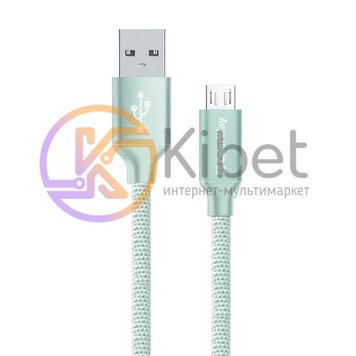 Кабель USB - micro USB 1 м ColorWay Mint, 2.1A (CW-CBUM002-MT) 5012580 фото