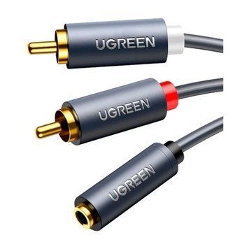 Кабель-перехідник звуковий, 3.5 мм (F) - 2xRCA (M), 1 м, Black, Ugreen AV102 (10588) 9338490 фото