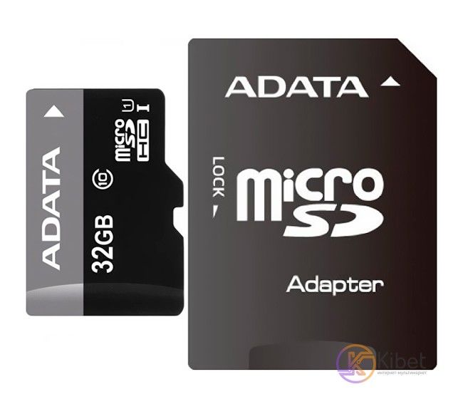 Карта пам'яті microSDHC, 32Gb, ADATA, Class10 UHS-I, SD адаптер (AUSDH32GUICL10-RA1) 4894830 фото
