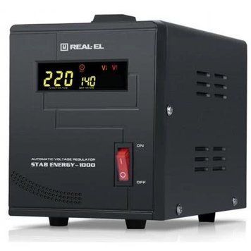 Стабілізатор REAL-EL STAB ENERGY-1000 Black, релейний, 800Вт, вхід 220В+/-20%, вихід 220V +/- 10% 7908240 фото