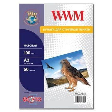 Фотопапір WWM, матовий, A3, 100 г/м&sup2;, 50 арк (M100.A3.50) 4068570 фото