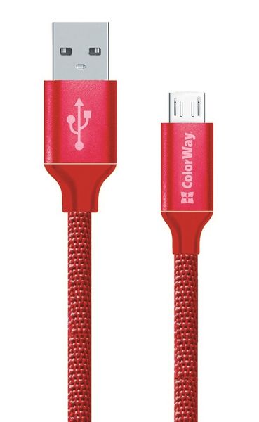 Кабель USB - micro USB 1 м ColorWay Red, 2.1A (CW-CBUM002-RD) 5012520 фото