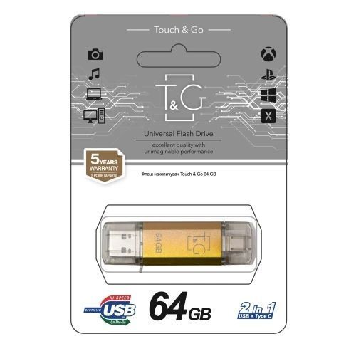 Флеш накопитель USB 64Gb T&G Star TG009TC, Gold, Type-C / USB 2.0 (TG009TC-64GGD) 9155130 фото