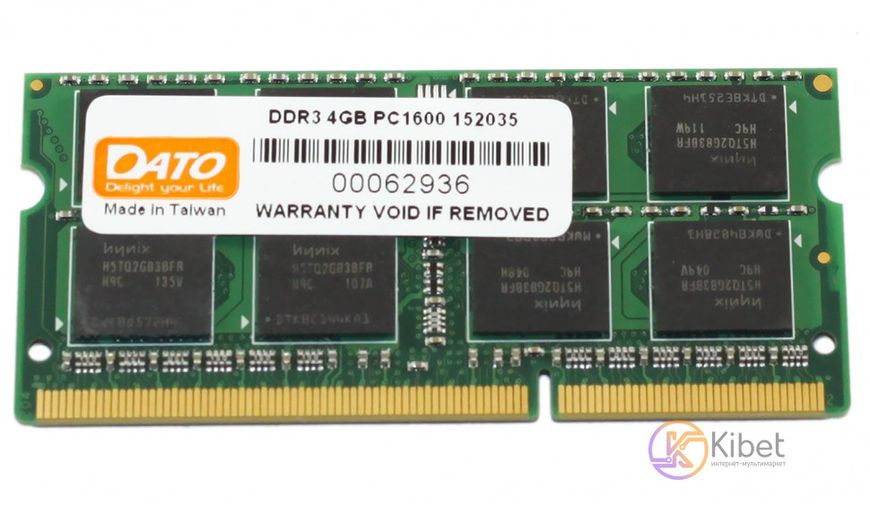 Модуль памяти SO-DIMM, DDR3, 4Gb, 1600 MHz, DATO, 1.35V (DT4G3DSDLD16) 6178020 фото