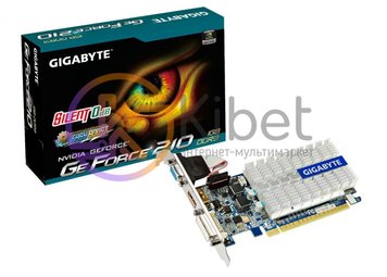 Видеокарта GeForce 210, Gigabyte, 1Gb DDR3, 64-bit, VGA DVI HDMI, 520 1200MHz, S 1977270 фото