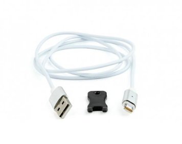 Кабель USB - Lightning 1 м Cablexpert White, з магнітним змінним роз'ємом (CC-USB2-AMLMM-1M) 4923780 фото