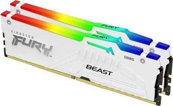 Пам'ять 16Gb x 2 (32Gb Kit) DDR5, 5600 MHz, Kingston Fury Beast RGB, White (KF556C36BWEAK2-32) 7962660 фото