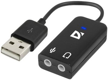 Звукова карта USB 2.0, 5.1, Defender, Black, Box (63002) 7158390 фото