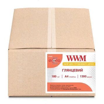 Фотопапір WWM, глянсовий, A4, 180 г/м&sup2;, 1300 арк (G180.1300) 6945090 фото