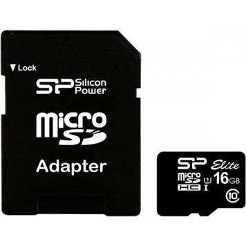Карта памяти microSDHC, 16Gb, Silicon Power Elite, SD адаптер (SP016GBSTHBU1V10SP) 3535080 фото