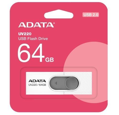 Флеш накопичувач USB 64Gb ADATA UV220, White/Grey, USB 2.0 (AUV220-64G-RWHGY) 8354580 фото