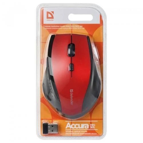 Мышь беспроводная Defender Accura MM-365, Red/Black (52367) 4990980 фото