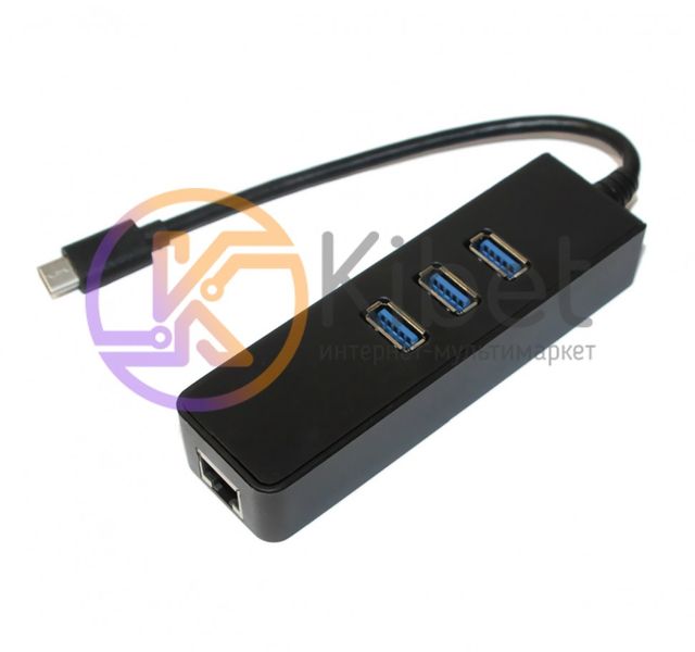 Концентратор Type-C, 3 ports USB 3.0 + 1 порт Ethernet Black 5051310 фото