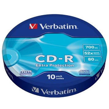 Диск CD-R 10 Verbatim, 700Mb, 52x, Extra Protection, Shrink Box (43725) 3724380 фото