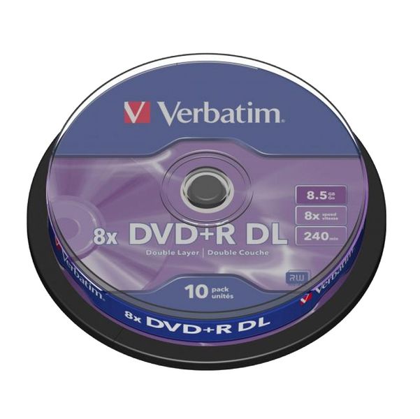 Диск DVD+R 10 Verbatim, 8.5Gb (Double Layer), 8x, Cake Box (43666) 3493380 фото