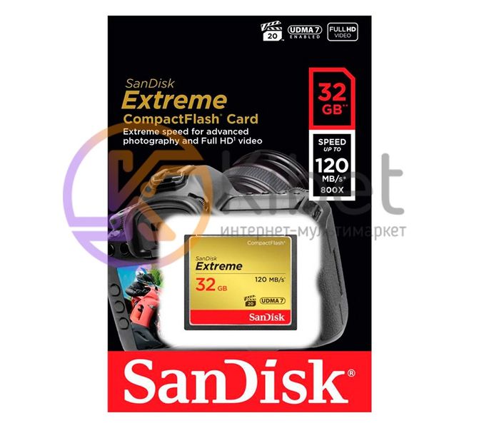Карта памяти CompactFlash, 32Gb, SanDisk Extreme (SDCFXSB-032G-G46) 4658850 фото