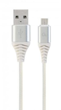 Кабель USB - micro USB 2 м Cablexpert White, 2.1А, преміум (CC-USB2B-AMmBM-2M-BW2) 5329110 фото