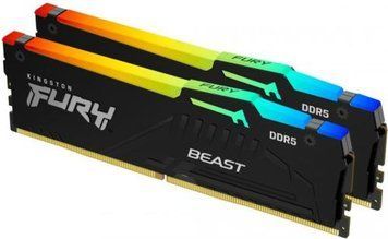 Память 8Gb x 2 (16Gb Kit) DDR5, 4800 MHz, Kingston Fury Beast RGB, Black (KF548C38BBAK2-16) 7500720 фото