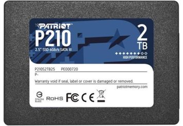 Твердотільний накопичувач SSD 2Tb, Patriot P210, SATA3, 2.5" (P210S2TB25) 6309300 фото